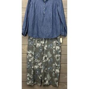 Jules & Leopold Linen Floral Pants Vacation Casual Womens M /L Cropped Capri